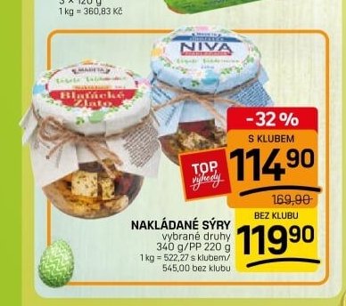 NAKLÁDANÉ SÝRY vybrané druhy 340 g