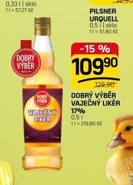 DOBRÝ VÝBĚR VAJEČNÝ LIKÉR 17% 0,5 l