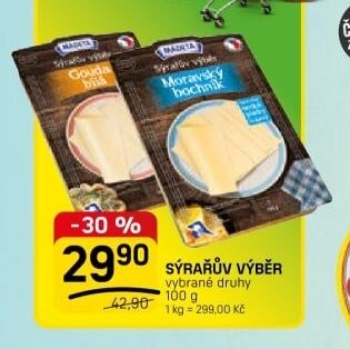 SÝRAŘŮV VÝBĚR vybrané druhy