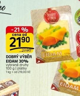DOBRÝ VÝBĚR EIDAM 30% vybrané druhy