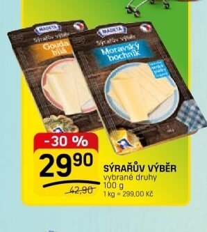 SÝRAŘŮV VÝBĚR vybrané druhy