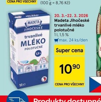 Madeta Jihočeské trvanlivé mléko