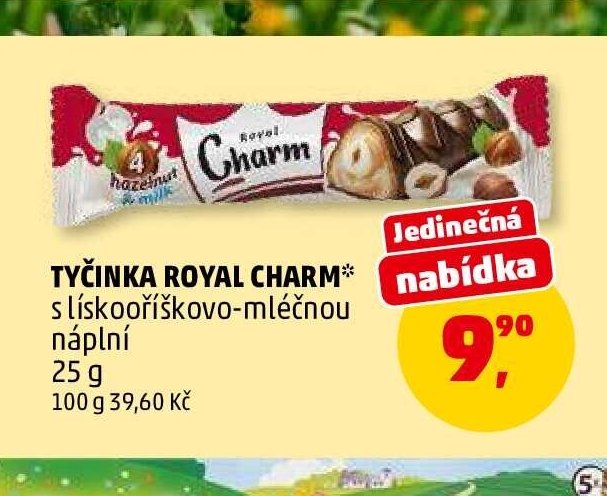 Tyčinka Royal Charm s lískoříškovo-mléčnou náplní 25 g