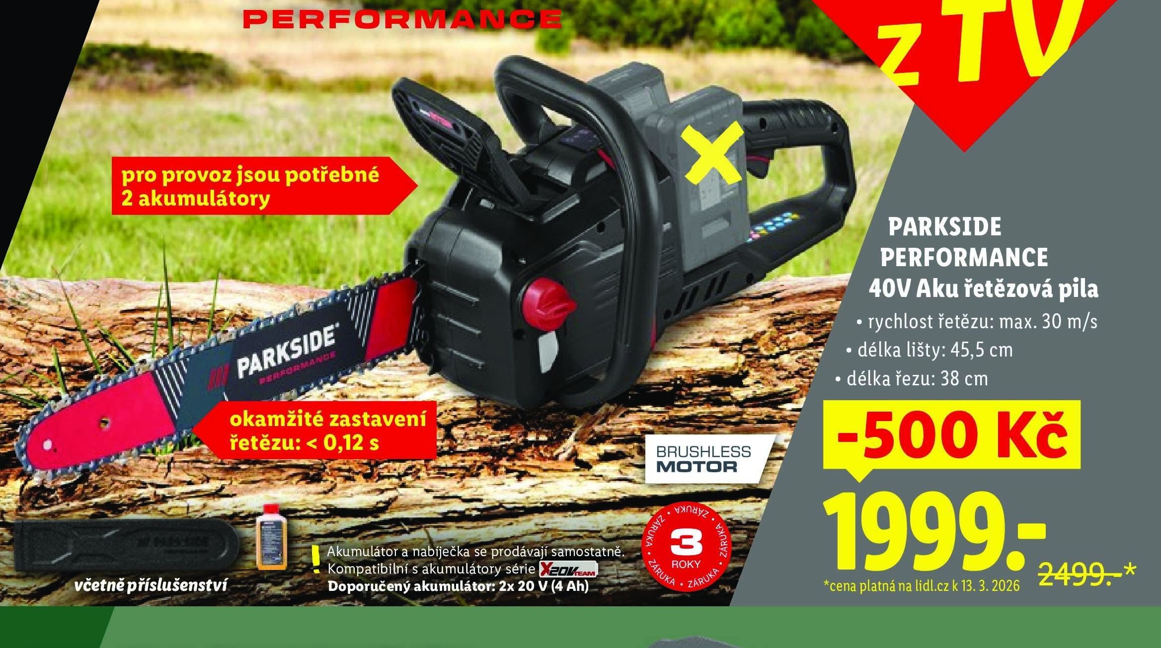 PARKSIDE PERFORMANCE 40V Aku řetězová pila - Lidl akcniletaky.com
