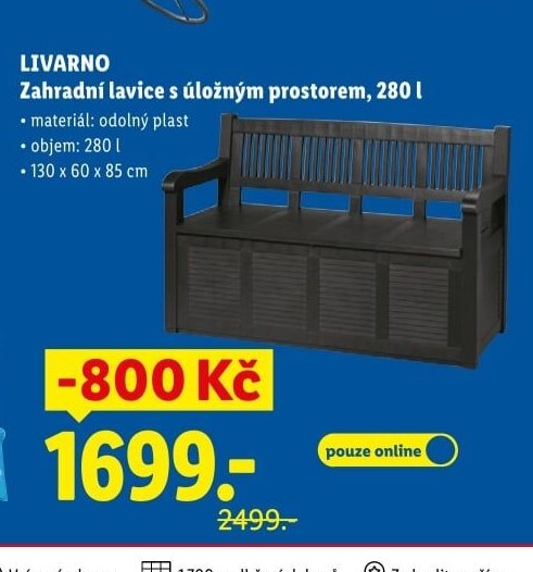LIVARNO Zahradní lavice s úložným prostorem, 280 l - Lidl akcniletaky.com