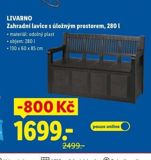LIVARNO Zahradní lavice s úložným prostorem, 280 l