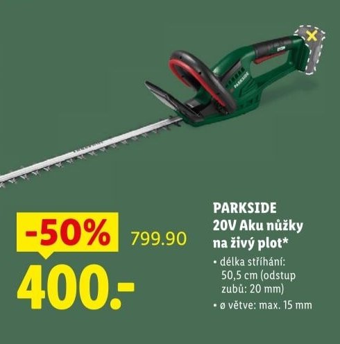 PARKSIDE 20V Aku nůžky na živý plot