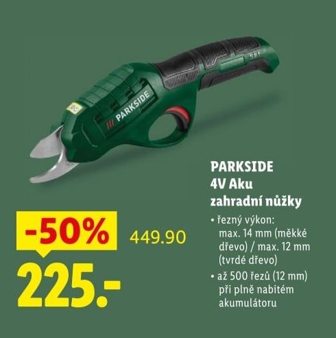 PARKSIDE 4V Aku zahradní nůžky
