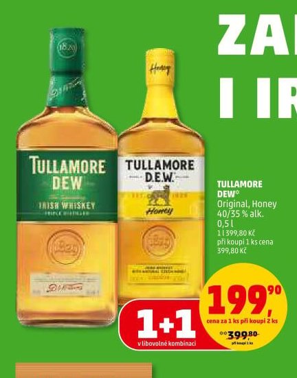 TULLAMORE DEW Original, Honey 40/35 % alk. 0,5 l