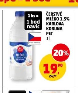 ČERSTVÉ MLÉKO 1,5% KARLOVA KORUNA PET