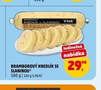 Bramborový knedlík se slaninou