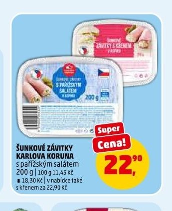 ŠUNKOVÉ ZÁVITKY KARLOVA KORUNA s pařížským salátem - Penny Market akcniletaky.com