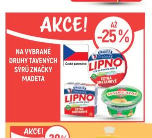 Na vybrané druhy tavených sýrů značky Madeta