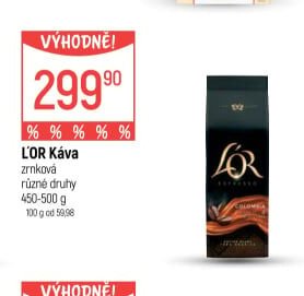 L'OR Káva zrnková různé druhy