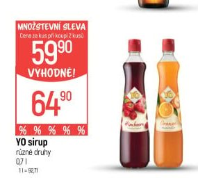 YO sirup různé druhy 0,7 l