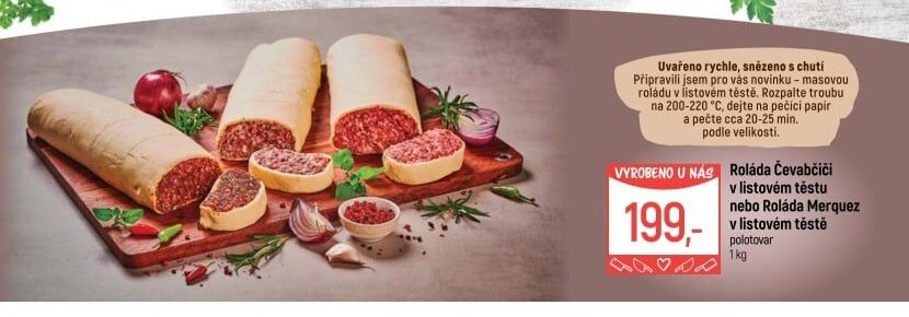 Roláda Čevabčiči v listovém těstu nebo Roláda Merquez v listovém těstě