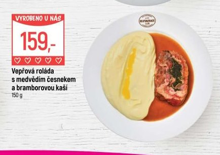 Vepřová roláda s medvědím česnekem a bramborovou kaší