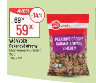 VÁŠ VÝBĚR Pekanové ořechy karamelizované s medem 150 g