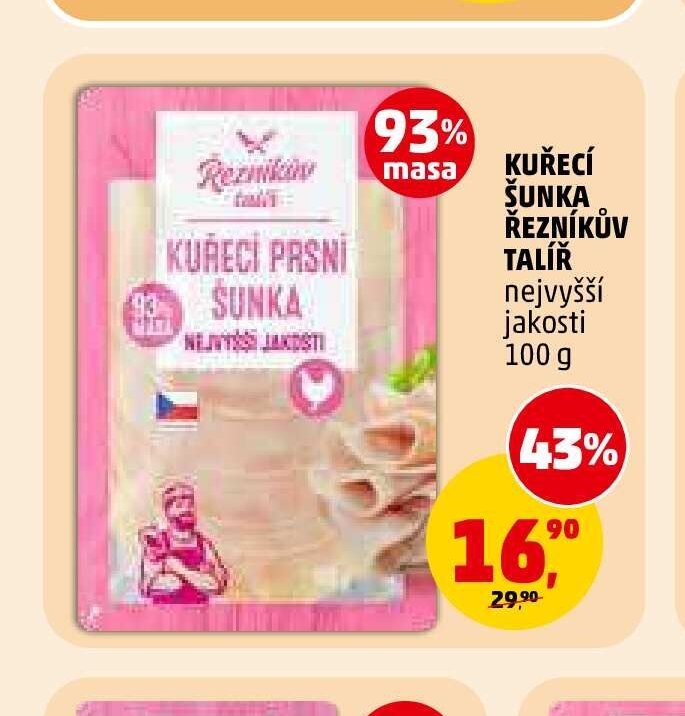 Kuřecí šunka Řezníkův talíř nejvyšší jakosti 100 g