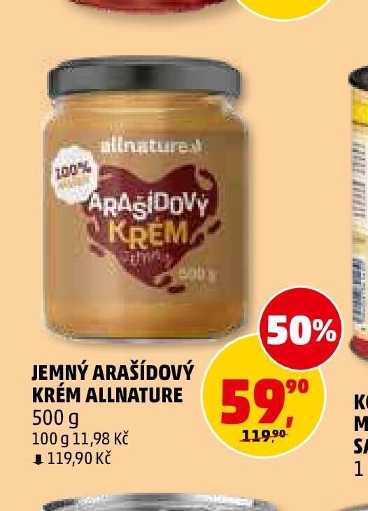 Jemný arašídový krém Allnature