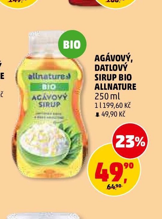 Agávový, datlový sirup BIO Allnature