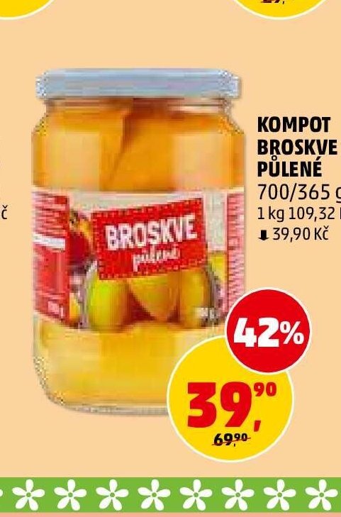 Kompot broskve půlené