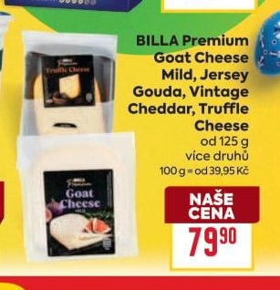 BILLA Premium Goat Cheese, Gouda, Vintage Cheddar, Truffle Cheese