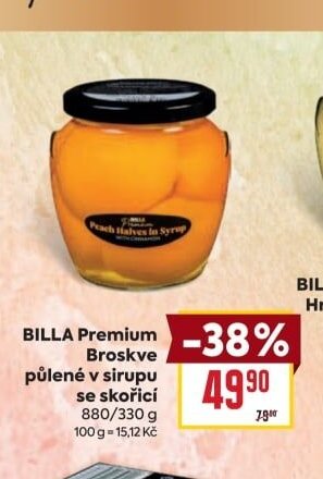 BILLA Premium Broskve půlené v sirupu se skořicí - BILLA akcniletaky.com