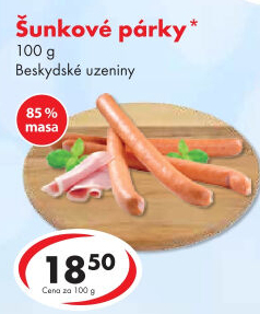Párky šunkové Beskydské uzeniny Chodura