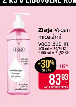 Ziaja Vegan micelární voda 390 ml