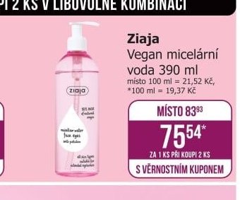 Ziaja Vegan micelární voda 390 ml