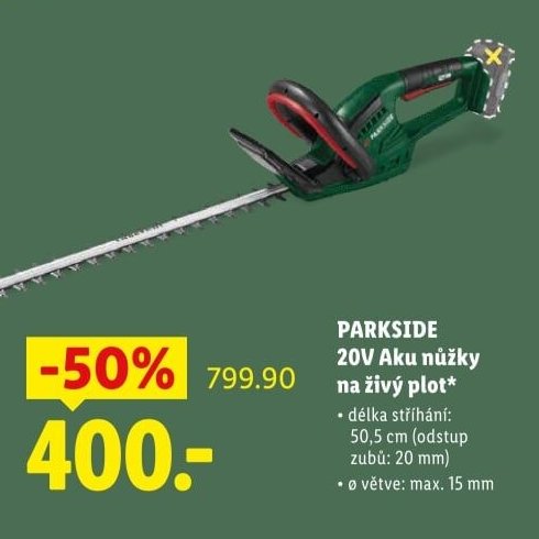PARKSIDE 20V Aku nůžky na živý plot