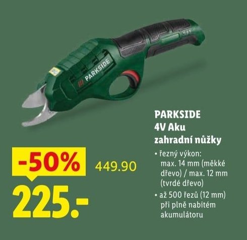 PARKSIDE 4V Aku zahradní nůžky