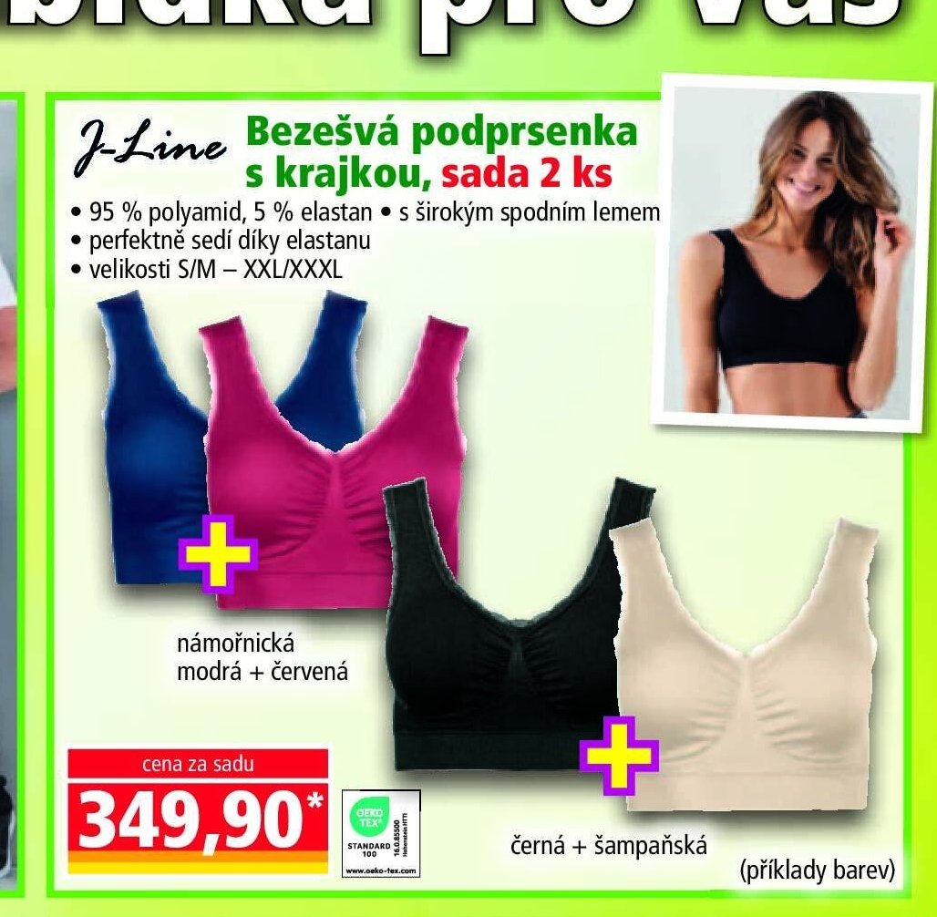 Bezešvá podprsenka s krajkou, sada 2 ks