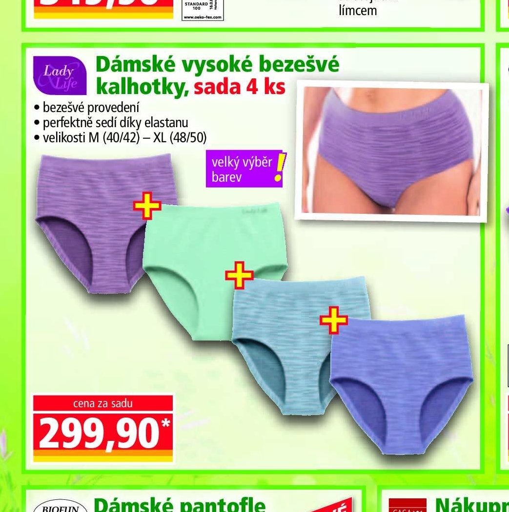 Dámské vysoké bezešvé kalhotky, sada 4 ks
