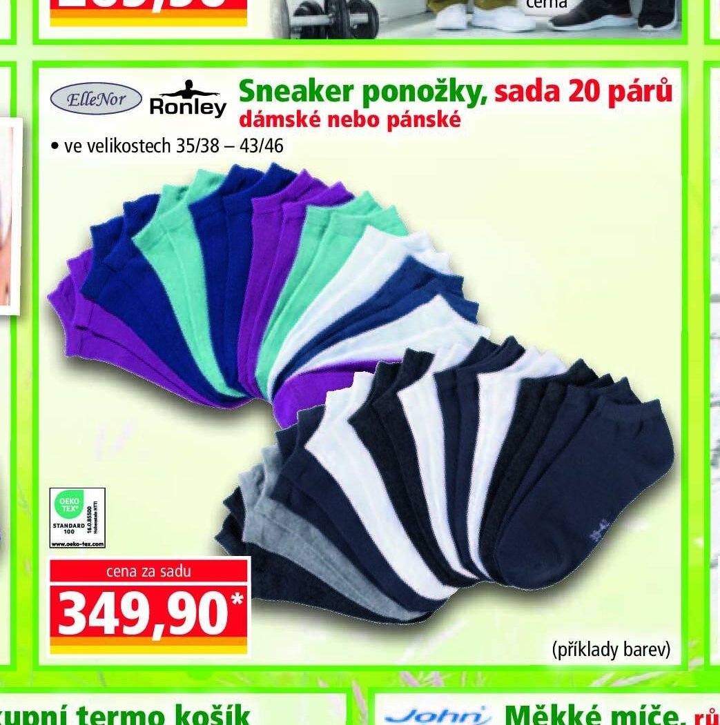 Sneaker ponožky, sada 20 párů