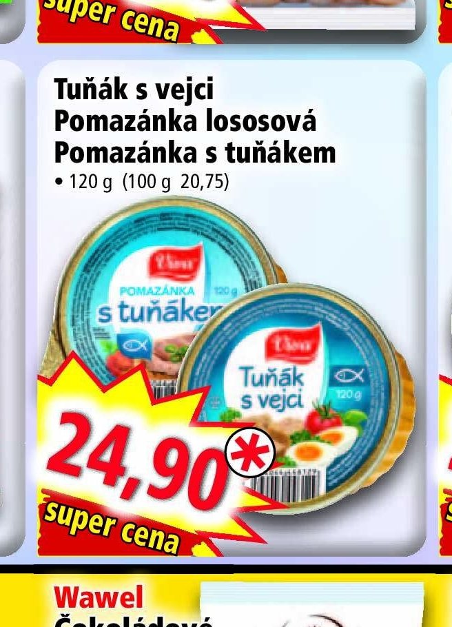 Tuňák s vejci / Pomazánka lososová / Pomazánka s tuňákem
