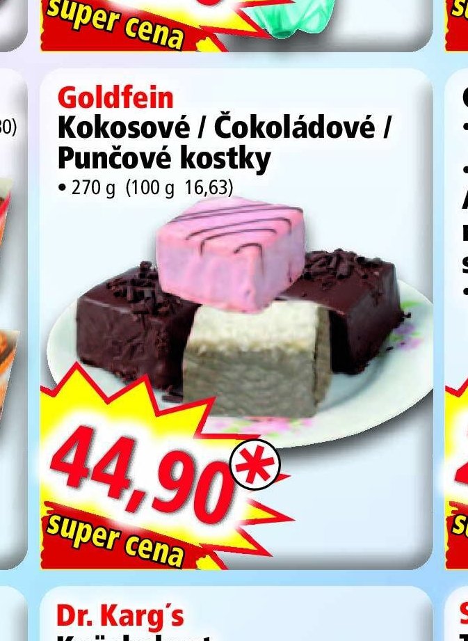 Goldfein Kokosové / Čokoládové / Punčové kostky