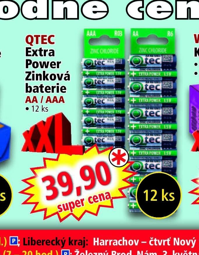 QTEC Extra Power Zinková baterie