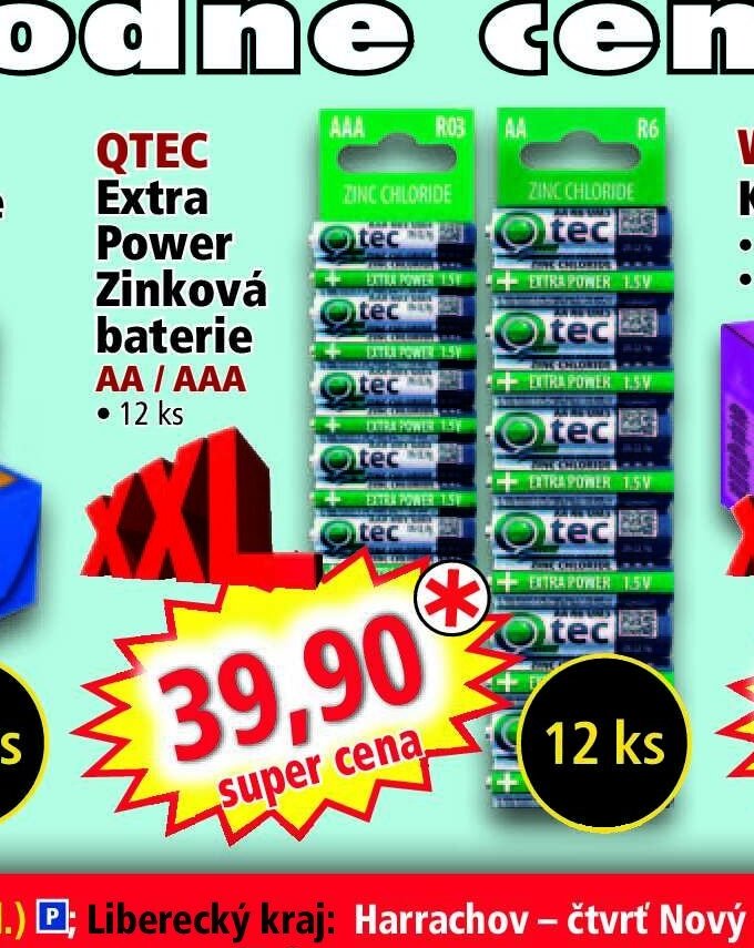 QTEC Extra Power Zinková baterie
