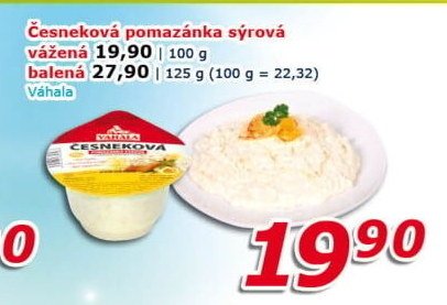 Česneková sýrová pomazánka Váhala