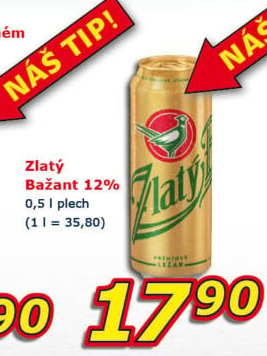 Pivo světlý ležák 12° Zlatý Bažant
