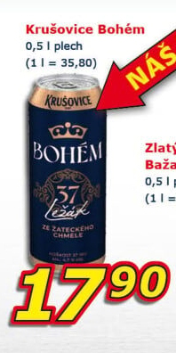 Pivo světlý ležák Bohém Krušovice
