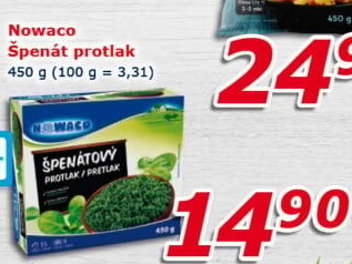 Špenátový protlak mražený Nowaco