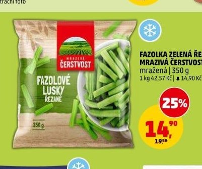 Fazolka zelená řezaná mražená Čerstvost