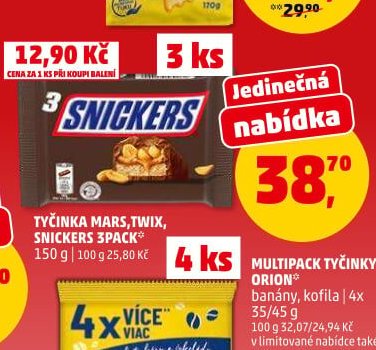 TYČINKA MARS, TWIX, SNICKERS 3PACK