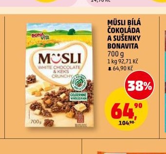 Müsli bílá čokoláda a sušenky Bonavita