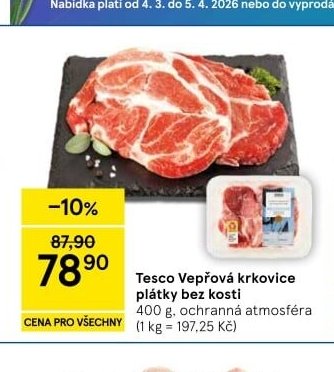 Tesco Vepřová krkovice plátky bez kosti