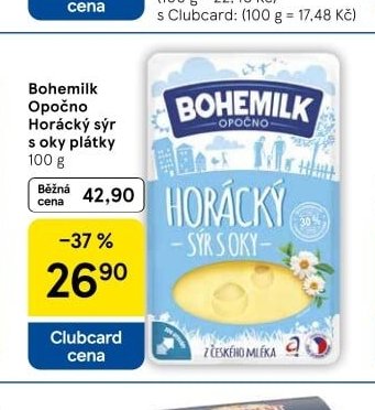 Bohemilk Opočno Horácký sýr s oky plátky