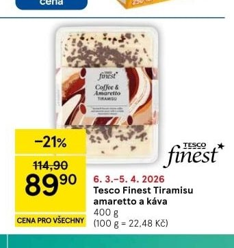 Tesco Finest Tiramisu amaretto a káva
